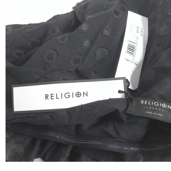Religion London Enchanment Black Off Shoulder Dress Whimsigoth Coquette Small - Picture 3 of 7